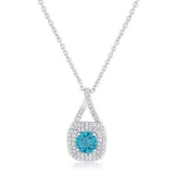 Christal 1.2ct Aqua CZ Rhodium Classic Necklace - JGI - Flyclothing LLC