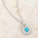 Christal 1.2ct Aqua CZ Rhodium Classic Necklace - JGI - Flyclothing LLC