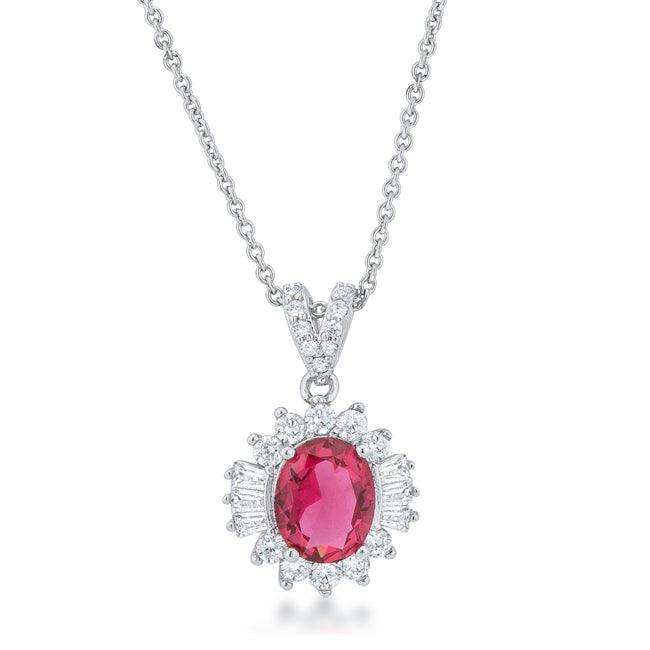 Chrisalee 3.2ct Ruby CZ Rhodium Classic Drop Necklace - JGI - Flyclothing LLC