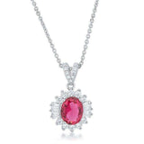 Chrisalee 3.2ct Ruby CZ Rhodium Classic Drop Necklace - JGI - Flyclothing LLC