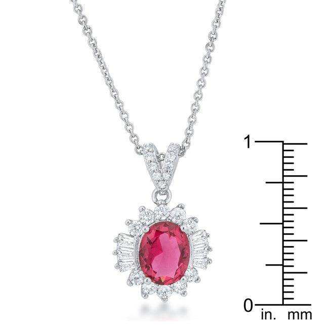 Chrisalee 3.2ct Ruby CZ Rhodium Classic Drop Necklace - JGI - Flyclothing LLC