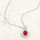 Chrisalee 3.2ct Ruby CZ Rhodium Classic Drop Necklace - JGI - Flyclothing LLC