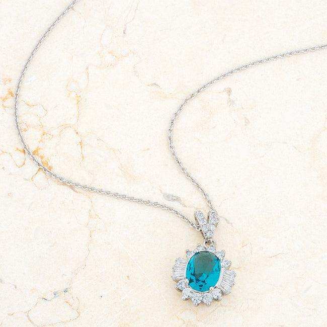 Chrisalee 3.2ct Aqua CZ Classic Drop Necklace - JGI - Flyclothing LLC