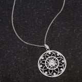 1.4 Ct Rhodium Pendant Necklace with Interlocking Circles and CZ - JGI - Flyclothing LLC