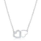 Sweet and Romantic Rhodium Melded CZ Hearts Necklace - JGI - Flyclothing LLC