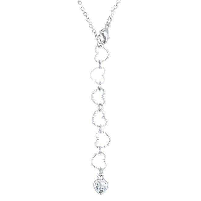 Sweet and Romantic Rhodium Melded CZ Hearts Necklace - JGI - Flyclothing LLC