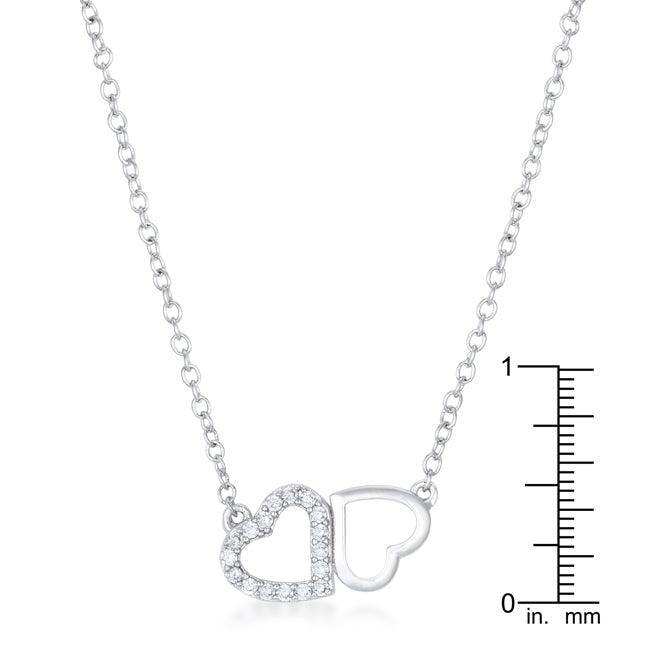 Sweet and Romantic Rhodium Melded CZ Hearts Necklace - JGI - Flyclothing LLC