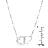 Sweet and Romantic Rhodium Melded CZ Hearts Necklace - JGI - Flyclothing LLC