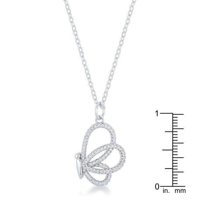 Whimsical Rhodium CZ Butterfly Pendant and Necklace - JGI - Flyclothing LLC