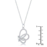 Whimsical Rhodium CZ Butterfly Pendant and Necklace - JGI - Flyclothing LLC