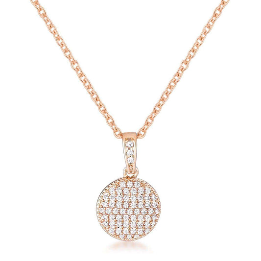 Rose Gold Plated Necklace with CZ Disk Pendant - JGI - Flyclothing LLC