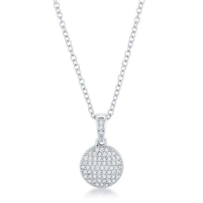 Rhodium Necklace with CZ Disk Pendant - JGI - Flyclothing LLC