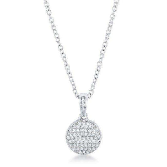 Rhodium Necklace with CZ Disk Pendant - JGI - Flyclothing LLC