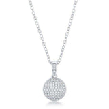 Rhodium Necklace with CZ Disk Pendant - JGI - Flyclothing LLC