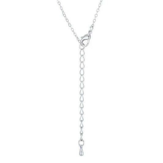 Rhodium Necklace with CZ Disk Pendant - JGI - Flyclothing LLC