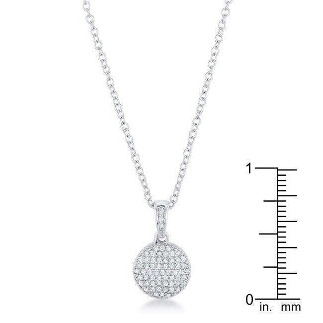 Rhodium Necklace with CZ Disk Pendant - JGI - Flyclothing LLC