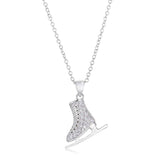 Delicate .4Ct Rhodium Plated Ice Skate Pendant - JGI - Flyclothing LLC