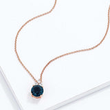 Simple Rose Gold Plated 9mm Blue Green CZ Pendant - JGI - Flyclothing LLC