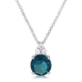 Simple Rhodium Plated 9mm Blue Green CZ Pendant - JGI - Flyclothing LLC