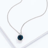 Simple Rhodium Plated 9mm Blue Green CZ Pendant - JGI - Flyclothing LLC