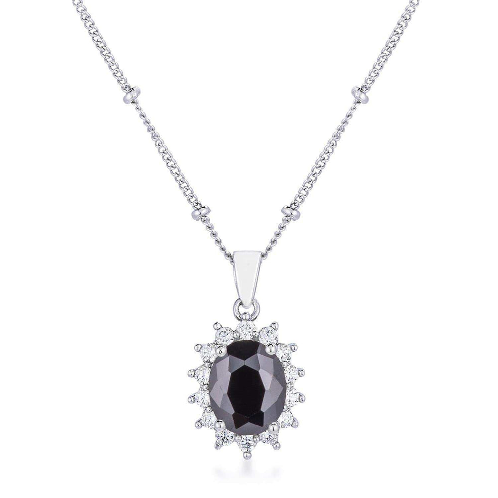 Rhodium Plated Black Petite Royal Oval Pendant - JGI - Flyclothing LLC