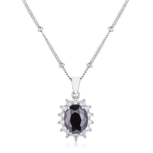Rhodium Plated Black Petite Royal Oval Pendant - JGI - Flyclothing LLC