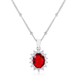 Rhodium Plated Ruby Red Petite Royal Oval Pendant - JGI - Flyclothing LLC