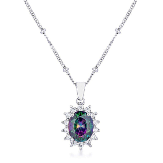 Rhodium Plated Mystic Petite Royal Oval Pendant - JGI - Flyclothing LLC