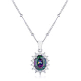 Rhodium Plated Mystic Petite Royal Oval Pendant - JGI - Flyclothing LLC