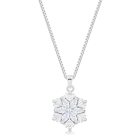 2.04Ct Rhodium Brilliant Marquise Snowflake Pendant - JGI - Flyclothing LLC