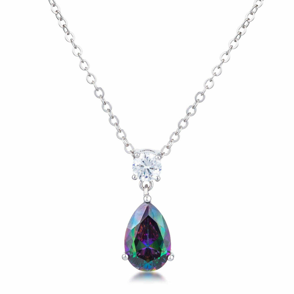 4.95Ct Rhodium Mystic Iridescent Teardrop Pendant - JGI - Flyclothing LLC