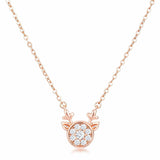 Rose Gold Plated Reversible Sapphire Blue CZ Reindeer Pendant - JGI - Flyclothing LLC