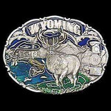 Wyoming Elk Enameled Belt Buckle - Siskiyou Buckle - Flyclothing LLC