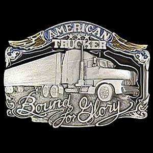 American Trucker Enameled Belt Buckle - Siskiyou Buckle - Flyclothing LLC