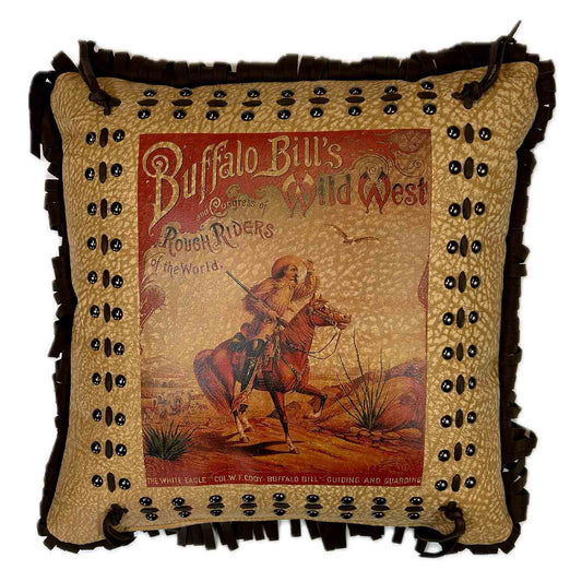 Rockmount Clothing Rockmount Vintage Buffalo Bill Leather Fringe Western Pillow
