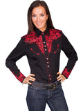 Scully CRIMSON FLORAL TOOLED EMBROIDERED BLOUSE - Scully Leather - Flyclothing LLC