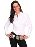 Scully WHITE FLORAL TOOLED EMBROIDERED BLOUSE - Scully Leather - Flyclothing LLC
