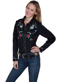 Scully BLACK LADIES SKULL/ROSE EMBROIDERED BLOUSE - Scully Leather - Flyclothing LLC