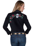 Scully BLACK LADIES SKULL/ROSE EMBROIDERED BLOUSE - Scully Leather - Flyclothing LLC