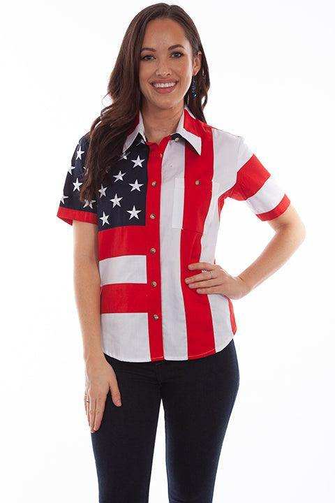 Scully RED LADIES SHORT SLEEVE FLAG SHIRT - Scully Leather - Flyclothing LLC