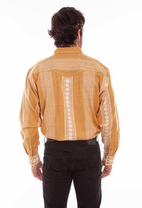 Scully Leather Western Scully Mustard Jacquard Men's Shirt - Scully Leather - Flyclothing LLC