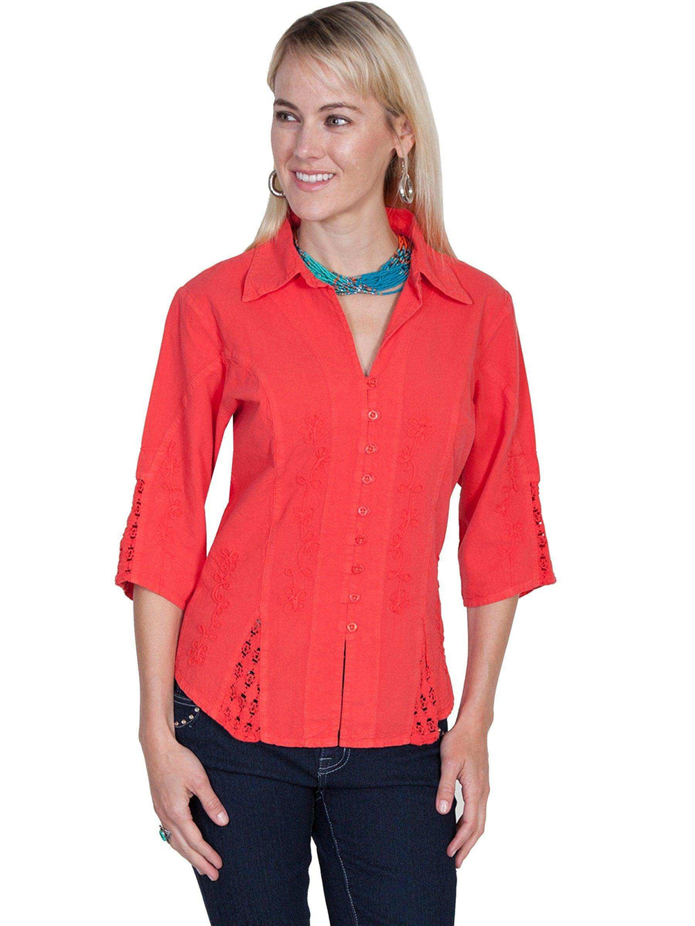 Scully CAYENNE 3/4 SLEEVE PERUVIAN COTTON BLOUSE - Scully Leather - Flyclothing LLC