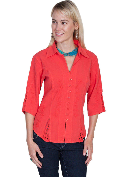 Scully CAYENNE 3/4 SLEEVE PERUVIAN COTTON BLOUSE - Scully Leather - Flyclothing LLC