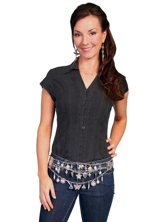 Scully BLACK CAPSLEEVE PERUVIAN COTTON BLOUSE - Scully Leather - Flyclothing LLC