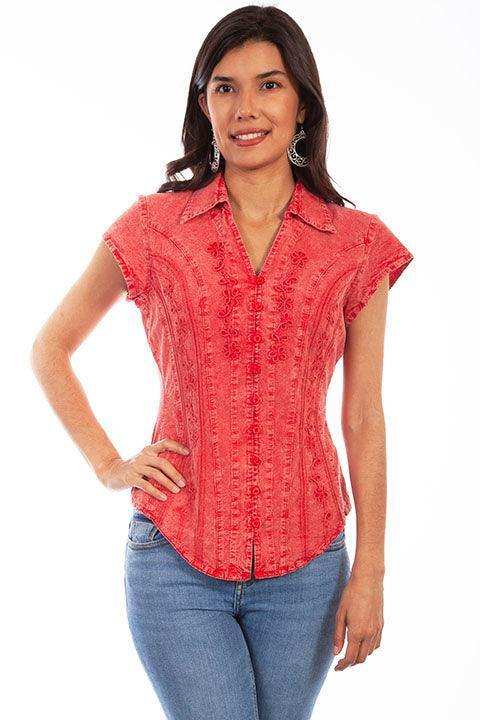 Scully BRICK CAPSLEEVE PERUVIAN COTTON BLOUSE - Scully Leather - Flyclothing LLC