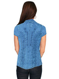 Scully DARK BLUE CAPSLEEVE PERUVIAN COTTON BLOUSE - Scully Leather - Flyclothing LLC