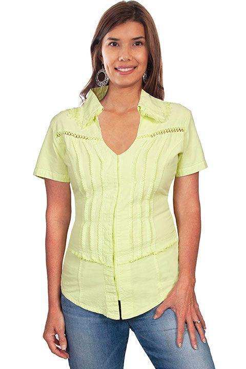 Scully LIME S/S EMBROIDERED CROSS BACK - Scully Leather - Flyclothing LLC