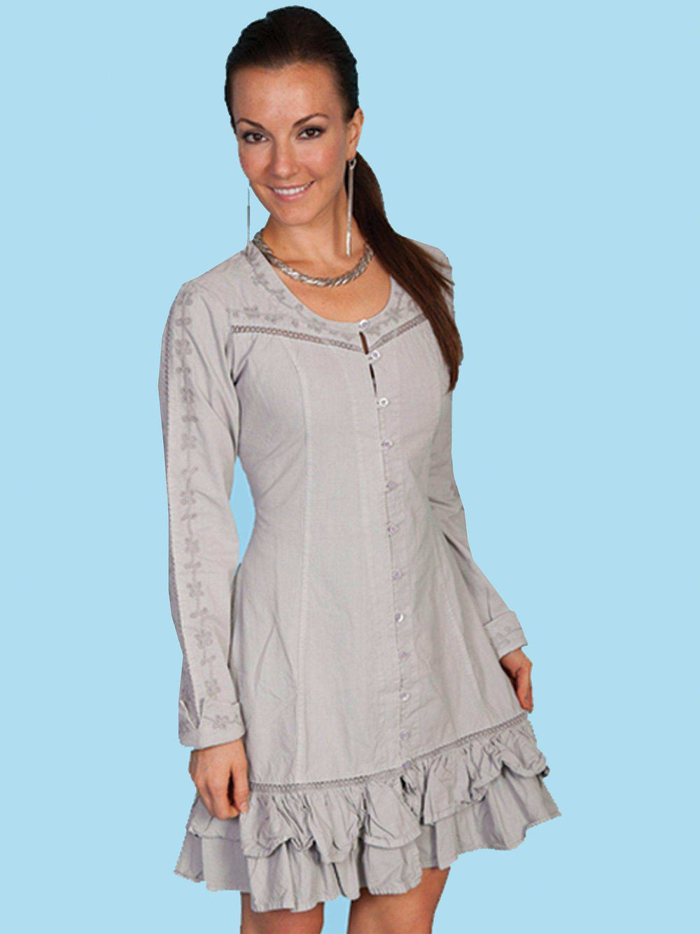 Scully LIGHT GREY BUTTON FRONT L/S JACKET - Scully Leather - Flyclothing LLC