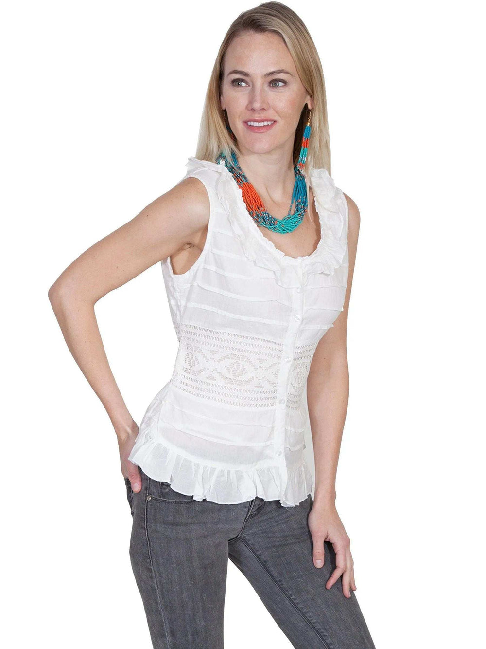 Scully IVORY CAMISOLE W/CROCHET - Scully Leather - Flyclothing LLC
