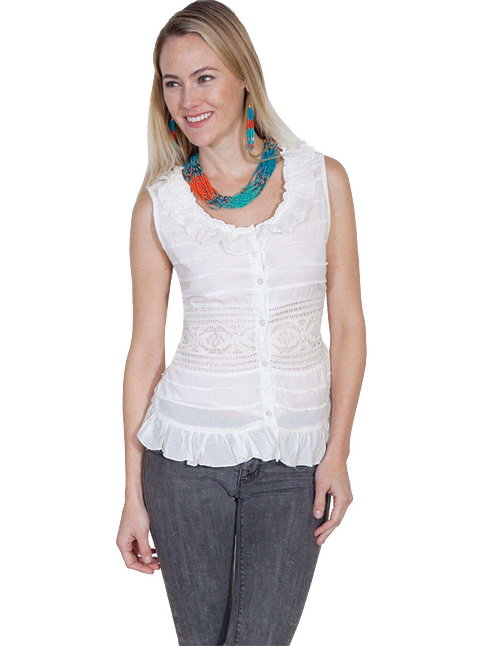 Scully IVORY CAMISOLE W/CROCHET - Scully Leather - Flyclothing LLC